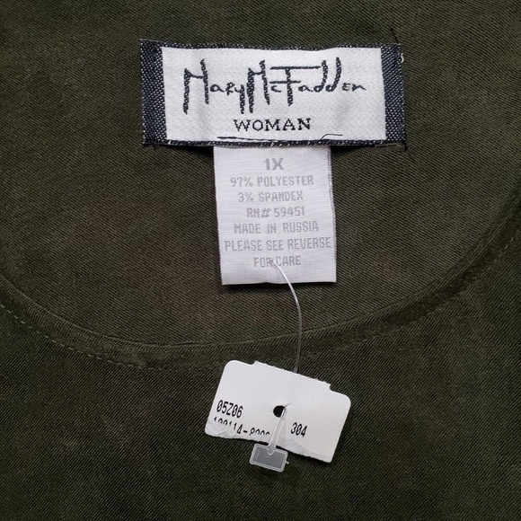 Mary Mcfadden Suede Polyesyer Dress Embroidered 1XL Olive Color Button Closure - Picture 3 of 4